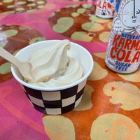 Vegan salted caramel soft serve   at Joey's Cafe in Ambleside