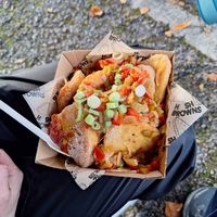 Salt and pepper has browns and Kendal Mountain Festival at Joey's Cafe in Ambleside