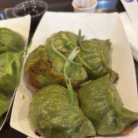 pan fried veggie dumplings  at Dumpling Man in New York City