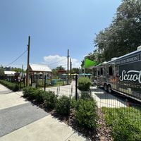 Entrance to food truck garden   at Plantology in Gainesville