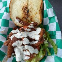Vegan Buffalo chicken sandwich at Plantology in Gainesville