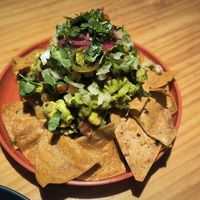 Totopos con guacamole at Surfin' Tacos in Bilbao