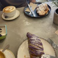 Almond croissant and blueberry spelt croissant    at Revival in West London