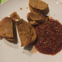 Soy steeatak in a chikpea breading and gingerdressing, 36uah. at Eco Buffet - Moskovs'kyi in Kyiv