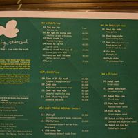 Menu at May Trang - White Cloud in Hanoi