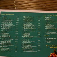 Menu at May Trang - White Cloud in Hanoi