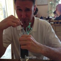 The cereal milk drink is bitter. Served hot.  at May Trang - White Cloud in Hanoi