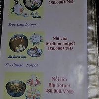 menu at Truc Lam Trai in Hanoi