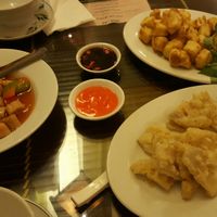 Sweet&sour soy, fried tofu, fried lotus root at Truc Lam Trai in Hanoi