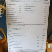 The menu at The Northbrook Arms in Winchester