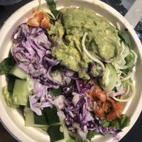 Lettuce, #zoodles #kimchi #cucumber #guacamole #coleslaw   at Rock n Roots in Williston Park