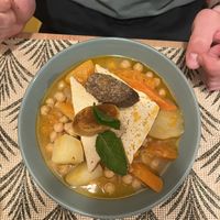 Chickpea Stew with vegan portuguese Sausage  at Dona Tengarrinha in Beja