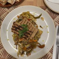 Grilled Tofu with Vegetables and Polenta  at Dona Tengarrinha in Beja