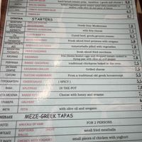 Menu  at Metaxou in Athens