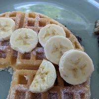 Vegan waffles with banana at Earthly Cafe in Somers Point