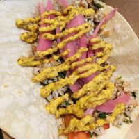 Braised carrot taco. Not good. Dijon mustard has no business in a taco. Maybe add salsa or black beans instead. Still appreciate they have vegan options on the menu  at Sol Ave Kitchen in Moorhead