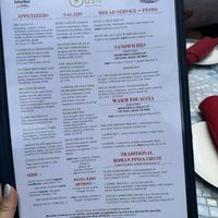 Menu  at Basil Carmel in Carmel