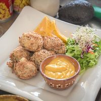 No camarones al coco con salsa de mango at La Palapa De Marlon in Playa Del Carmen