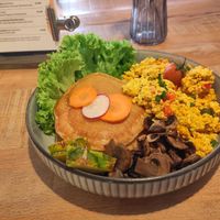 Pancakes with mushroom and tofu at Esskalation in Bonn