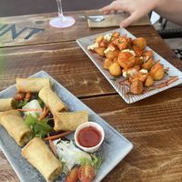 Spring Rolls and Potato’s Bravas  at Cafe Mint in Mallorca