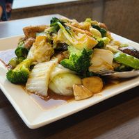 Tofu and Broccoli with Black Bean Sauce at Greens Vegetarian Restaurant in Toronto