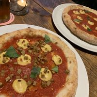 Two vegan pizzas  at Eve's in Winsford