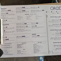 Menu with clearly labeled plant-based or plant-based option (with modification) at GRØD - Birkegade in Copenhagen
