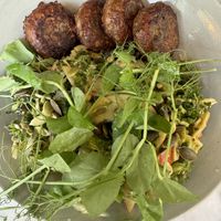 Barley-Otto fritters with kale salad  at GRØD - Birkegade in Copenhagen