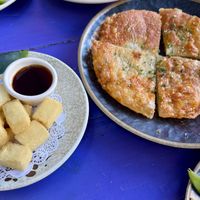 age tofu and green onion pancakes  at Myst in Jim Thorpe