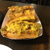 Messy and delicious vegan cheese steak. at Blackbird Pizzeria - 6th St in Philadelphia