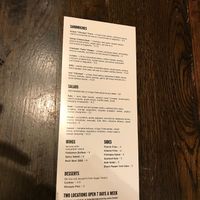 Back of Menu at Blackbird Pizzeria - 6th St in Philadelphia