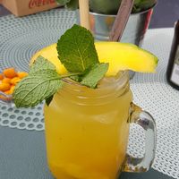 Homemade mango lemonade at C'est de la Faute de Maman in Durbuy