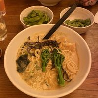 Tastiest vegan ramen I’ve had in forever! One spicy and one with chilli sauce on the side   at Heddon Yokocho in London