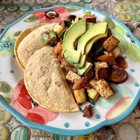 garden scramble vegan version with tofu!  at Interzone in Corvallis