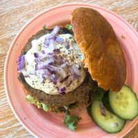 Dutch Weed Burger (fully vegan) at Bagels & Beans - Raadhuisstraat in Amsterdam