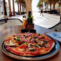 Basic vegan pizza in lovely spot. at Albi in Nerja