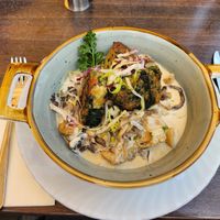 Small portion of the mushroom ragout at Ratskeller Oldenburg in Oldenburg