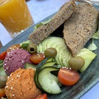 Bread with hummus, avocado 🥑 and veggies 🥗   at Feel Green in Split