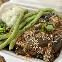Aubergine stew and veg   at Peanuts in Hoi An