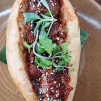 Gourmet Banh Mi with sweet and sour tofu balls. at Peanuts in Hoi An