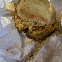 Sausage, egg, & cheese biscuit (comes with house fries)  at Gregory's Atlanta in Marietta
