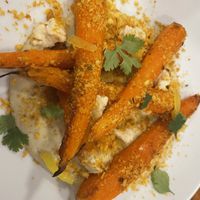 Roasted carrots in baba ganoush  at Orburu Taberna in San Sebastian