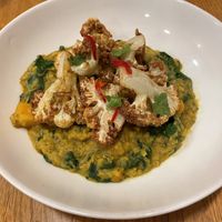 Cauliflower with lentil dahl  at Orburu Taberna in San Sebastian