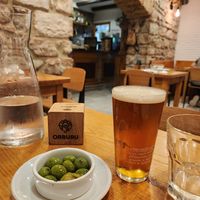 The space with olives and la caña at Orburu Taberna in San Sebastian