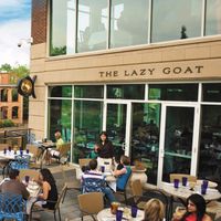 Great patio overlooking the falls -dog friendly  at The Lazy Goat in Greenville
