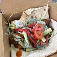 Seitan flatbread   at Cat Soup Kitchen in Brecon