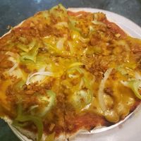 Chorizo personal pizza 🍕 at Vegan Pizzeria in San Juan