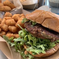 Veggie Burger made vegan, plus added avocado and sub for tots! at S'wich Bistro in Irvine