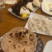 Plain Chapatti, Jeera Rice and Spicy Bhindi fries. at Shayona Restaurant in North West London