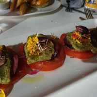 Ensalada caprese con queso de almendras y berenjena encurtida at Luleå in Alicante